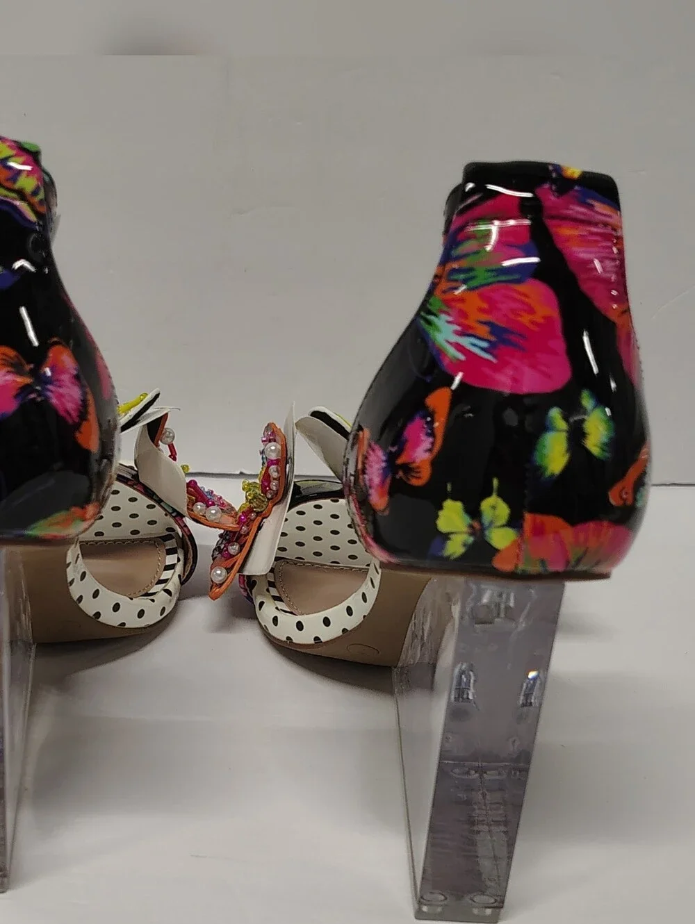 *NEW* Betsey Johnson Marloe Beaded Butterfly Embellished Dot Wedges RARE Sz 7 - Picture 2 of 10